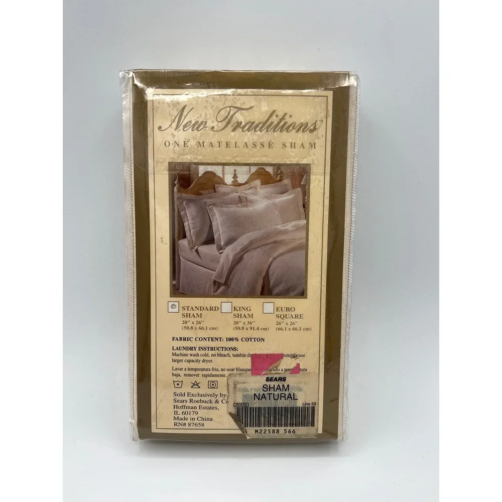 Vintage Matelasse Sham Cream Cotton Textured Bedding ‎ New Traditions Sears